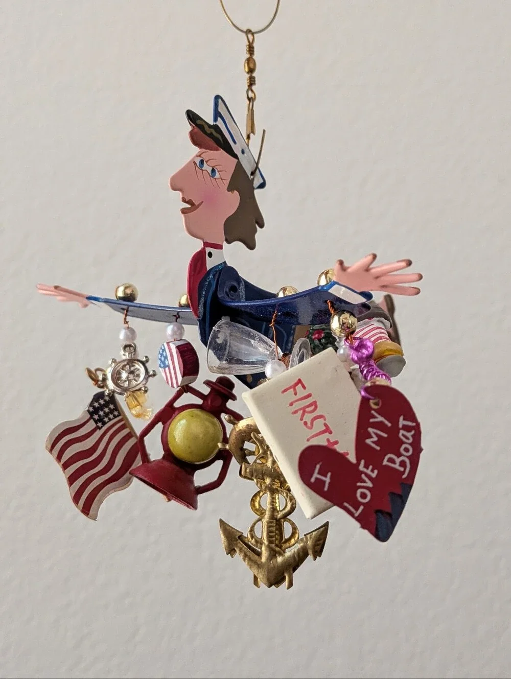 Karen Rossi for Silvestri Fanciful Flights The Boater Captain Ornament Patriotic